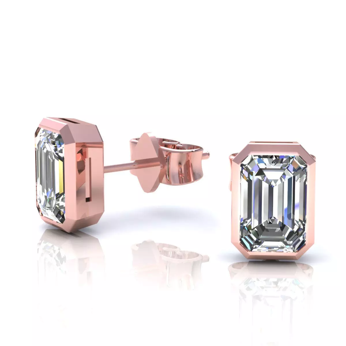 Studs Emerald Bezel 3D print model_2