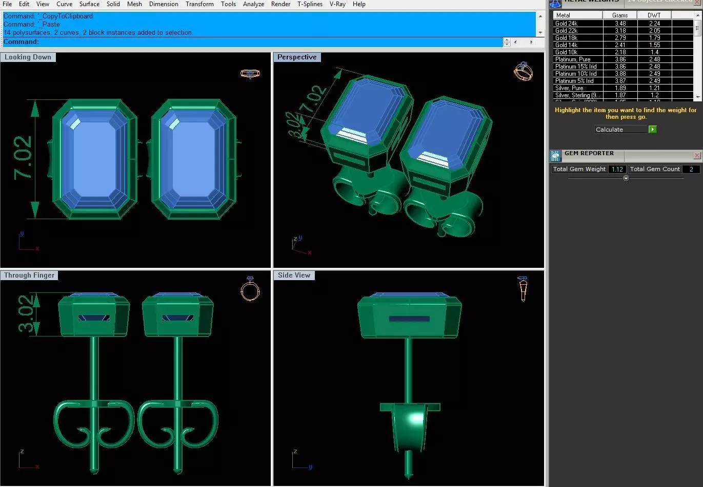 Studs Emerald Bezel 3D print model_1