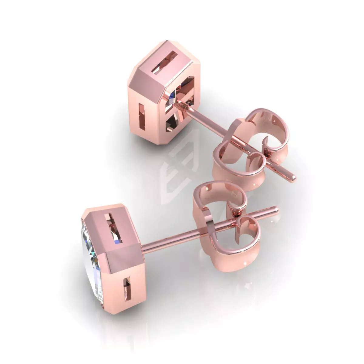 Studs Emerald Bezel 3D print model_3