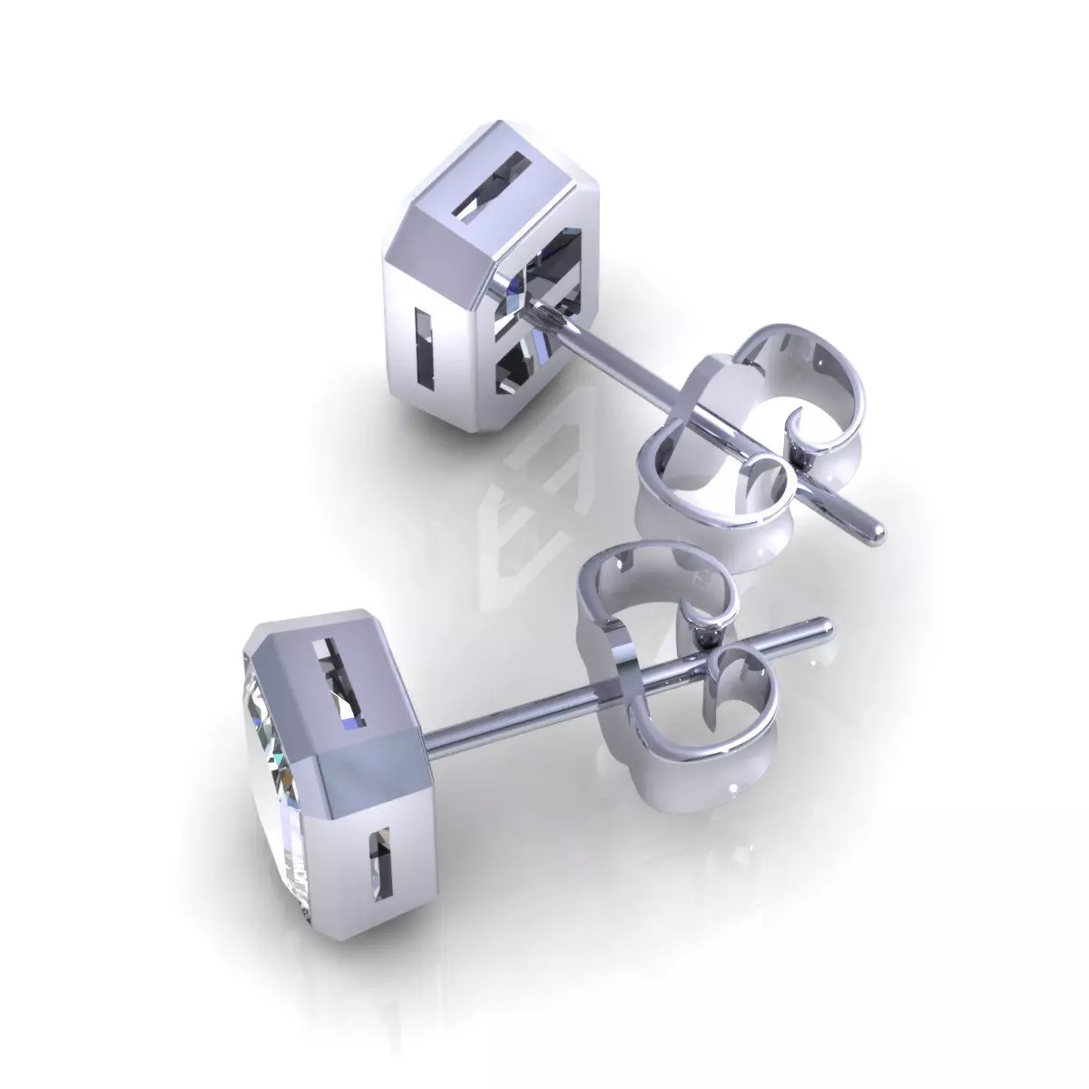 Studs Emerald Bezel 3D print model_5