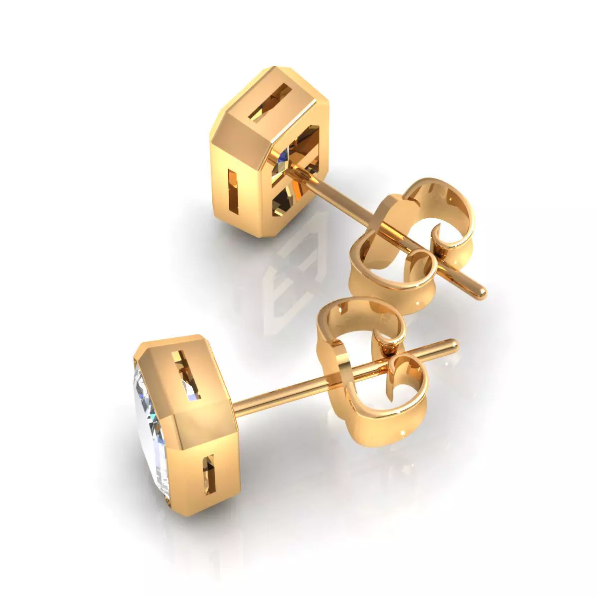 Studs Emerald Bezel 3D print model_8