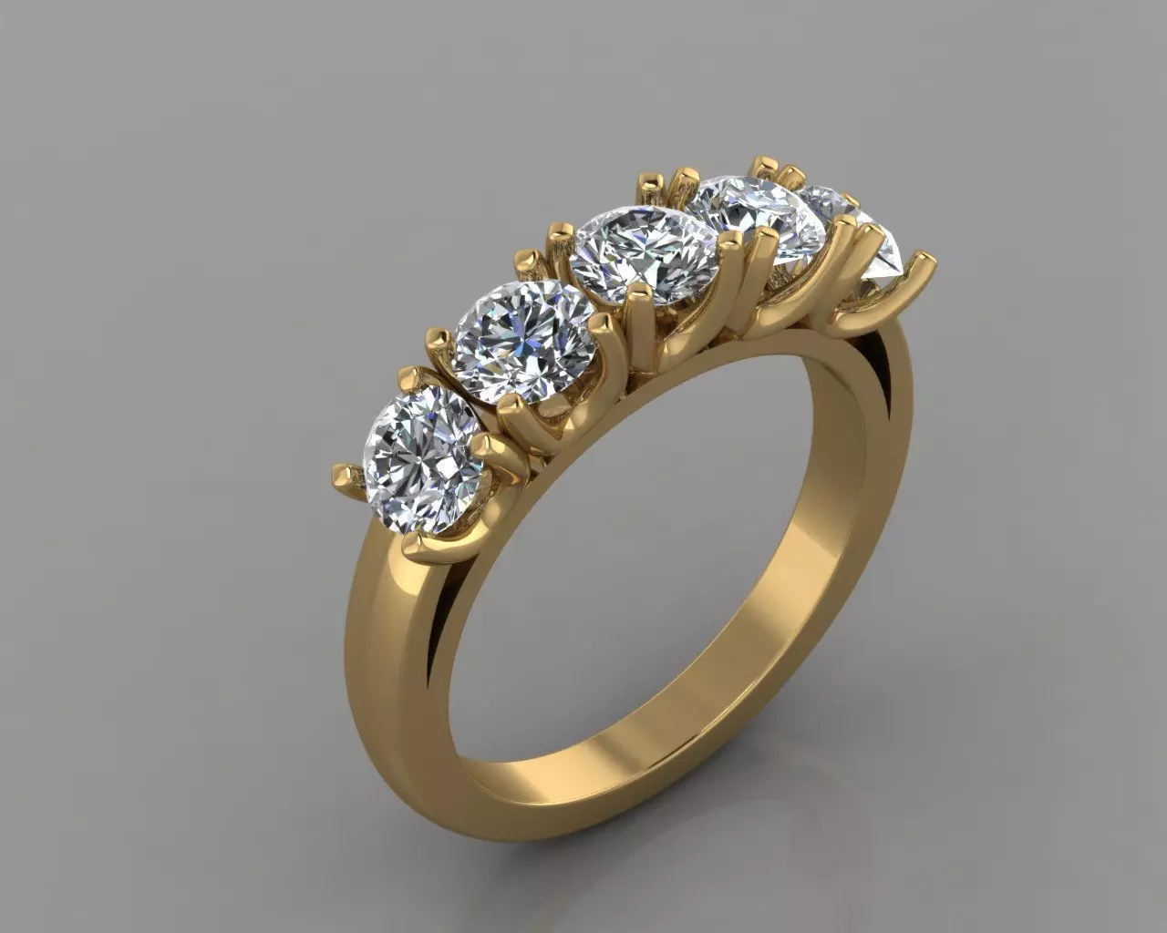 Five Stone Engagement Ring 3D print model
