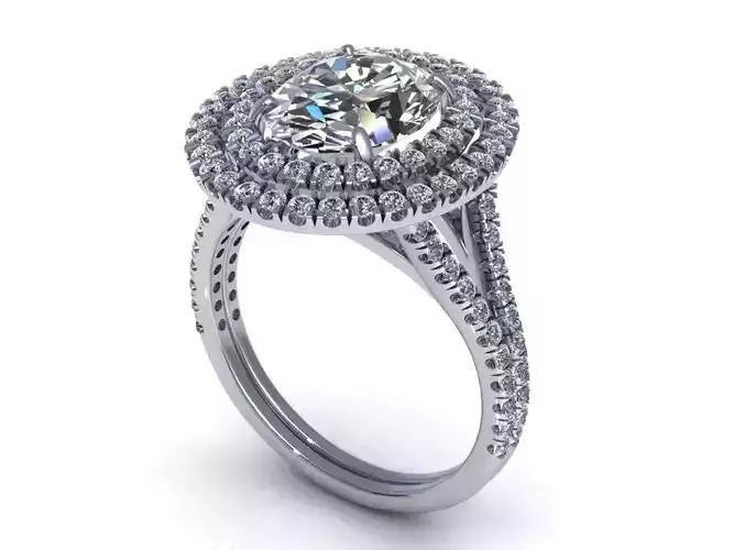 Pav Round Engagement Ring