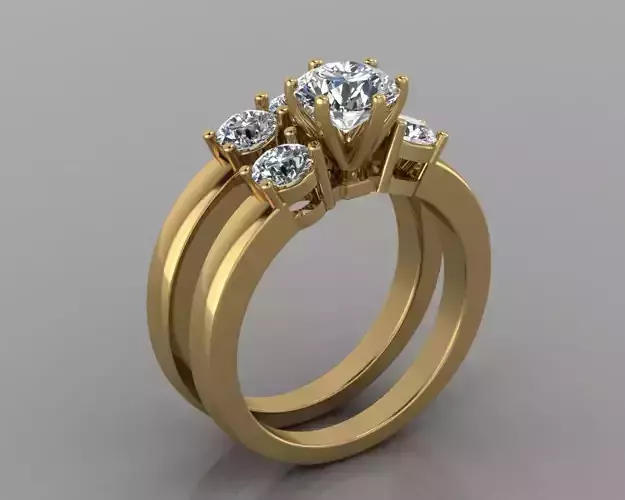 BS121 Bridal Set Round Woman Wedding Ring 