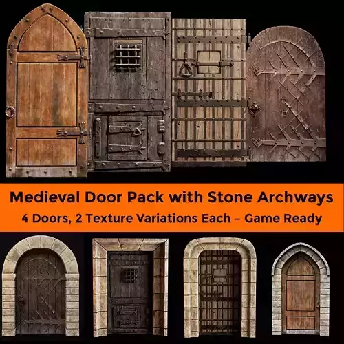 Medieval Door Pack 4 Doors With Bonus Archways Game Ready