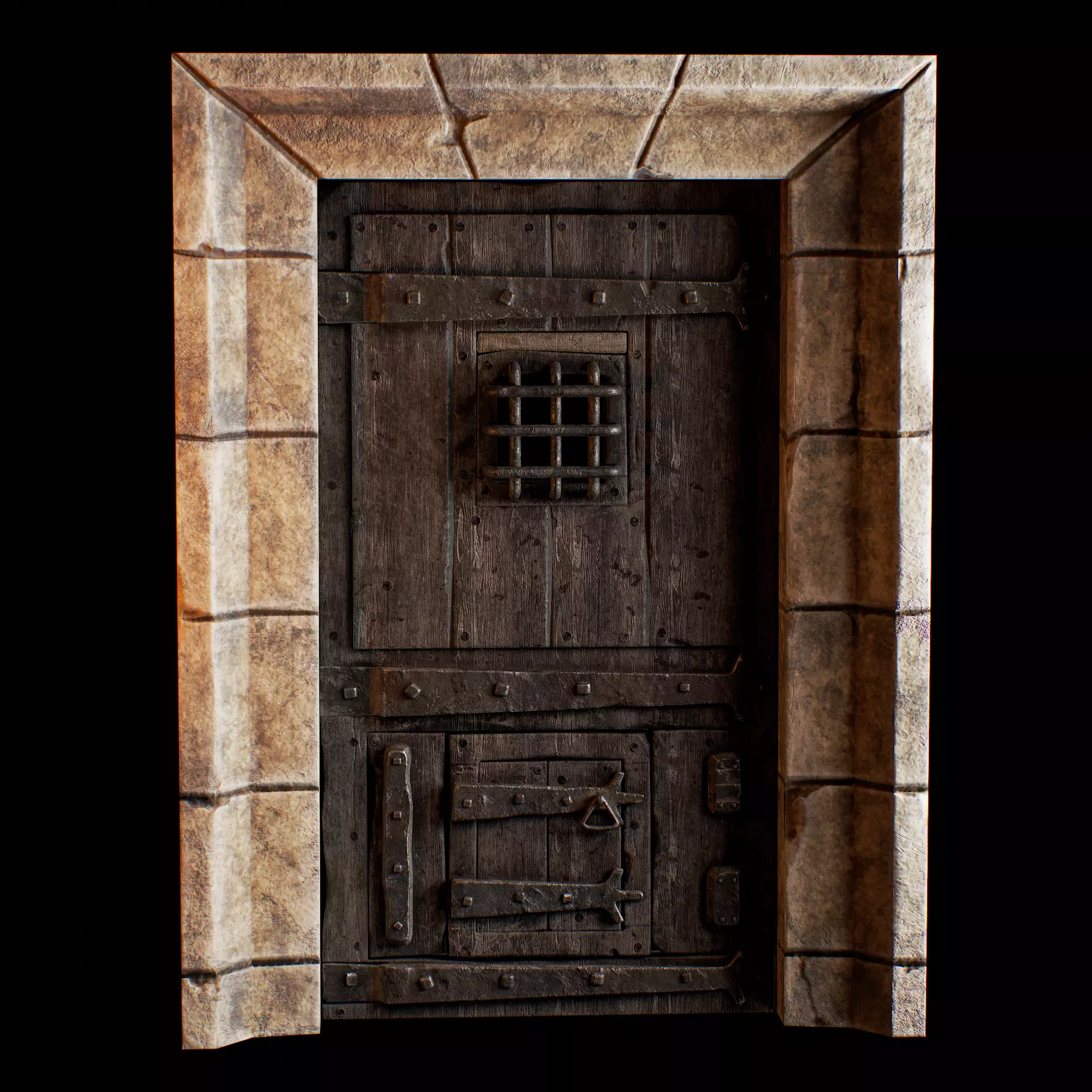 Medieval Door Pack 4 Doors With Bonus Archways Game Ready Low-poly 3D model_2