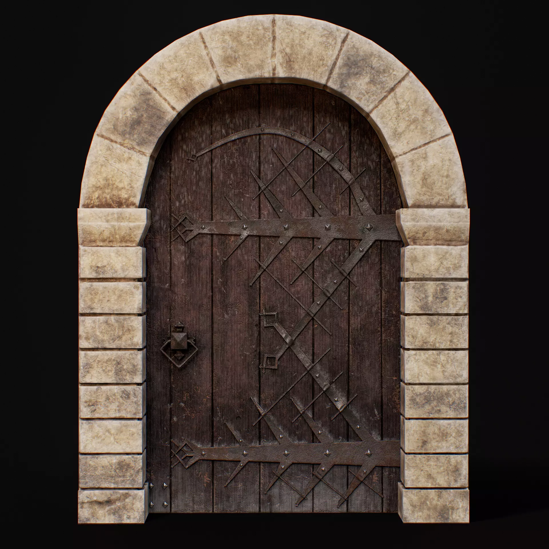 Medieval Door Pack 4 Doors With Bonus Archways Game Ready Low-poly 3D model_1