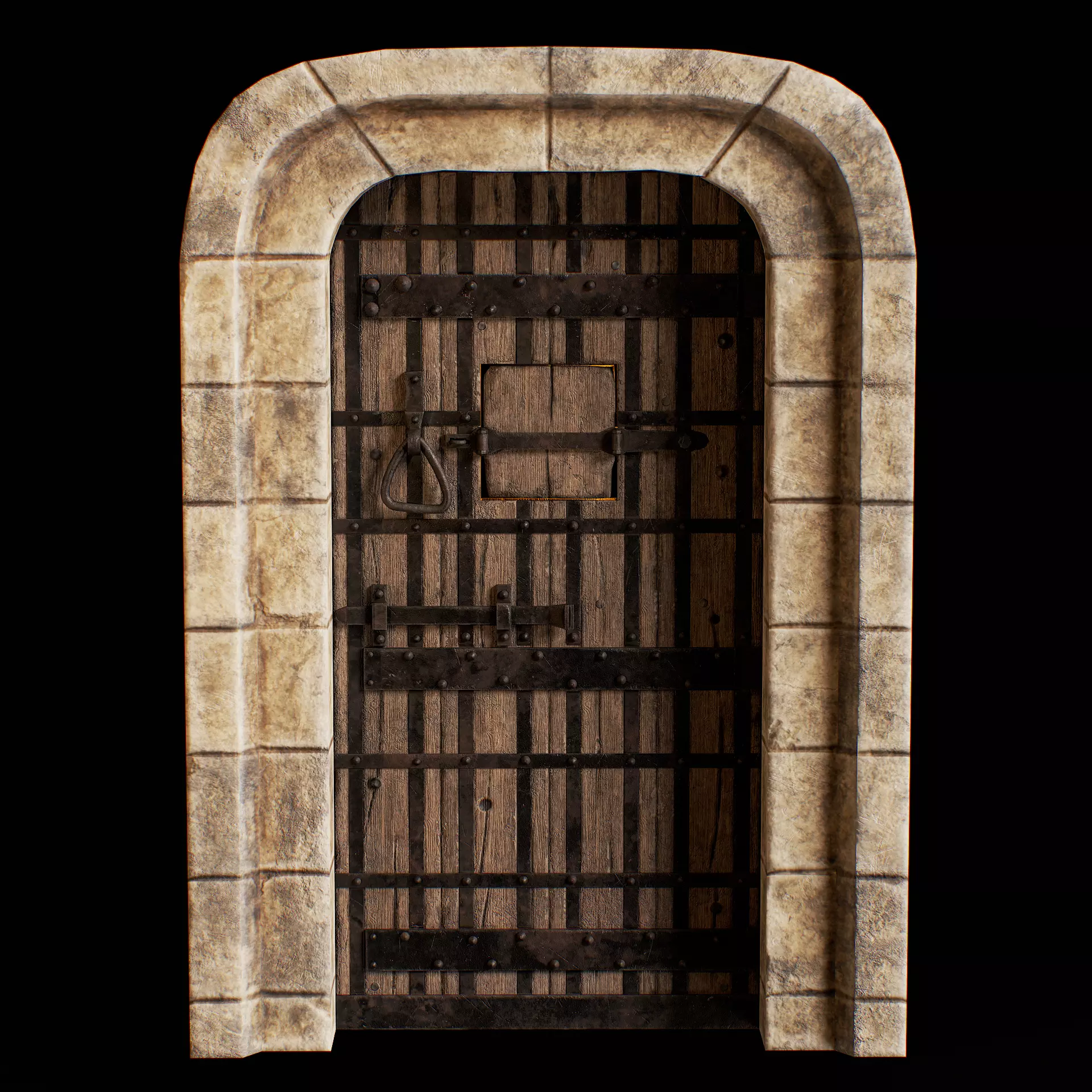 Medieval Door Pack 4 Doors With Bonus Archways Game Ready Low-poly 3D model_5