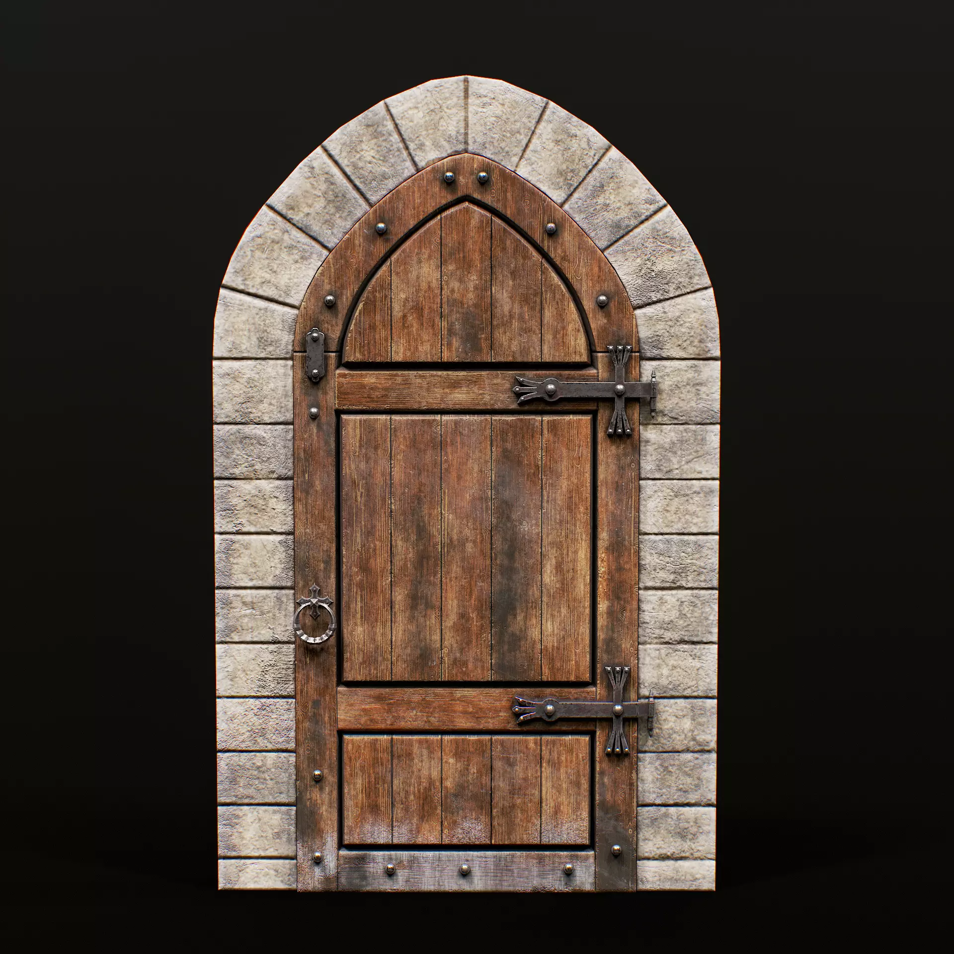 Medieval Door Pack 4 Doors With Bonus Archways Game Ready Low-poly 3D model_4