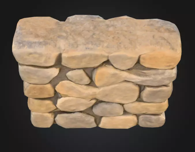 Stone Wall Low-poly 3D model_12