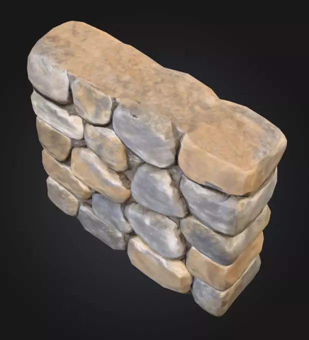 Stone Wall Low-poly 3D model_10