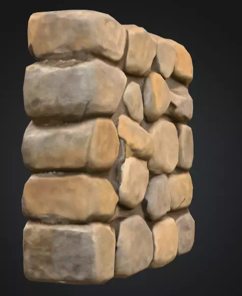 Stone Wall Low-poly 3D model_7