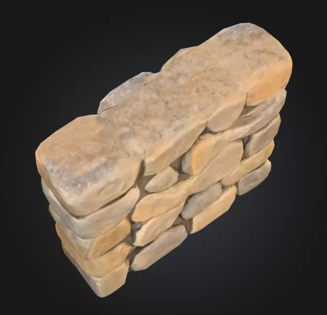 Stone Wall Low-poly 3D model_14