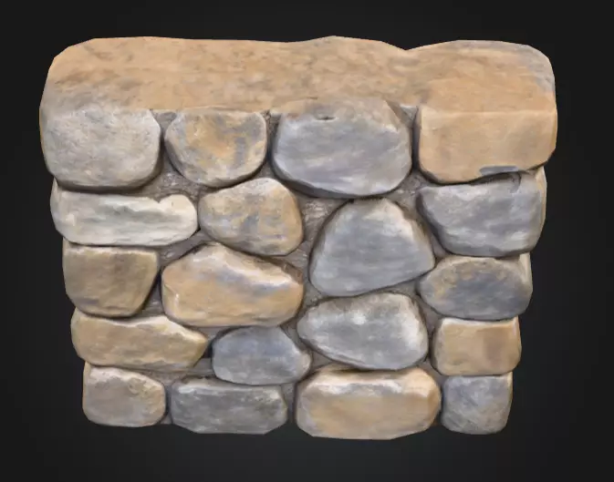 Stone Wall Low-poly 3D model_9