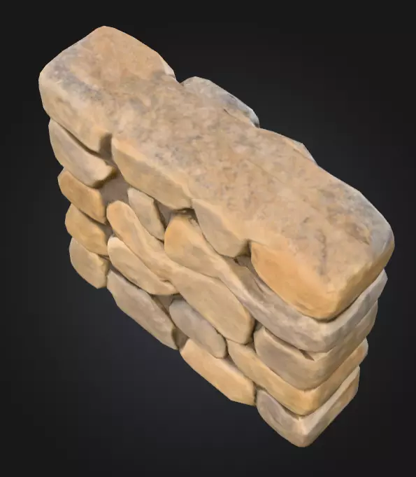 Stone Wall Low-poly 3D model_13