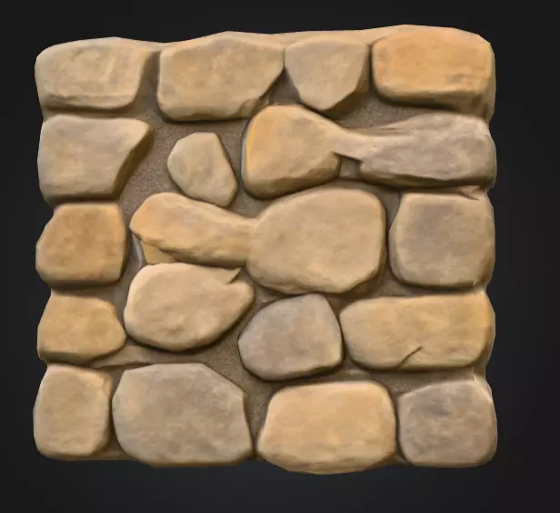 Stone Wall Low-poly 3D model_5