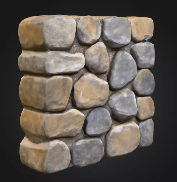 Stone Wall Low-poly 3D model_1