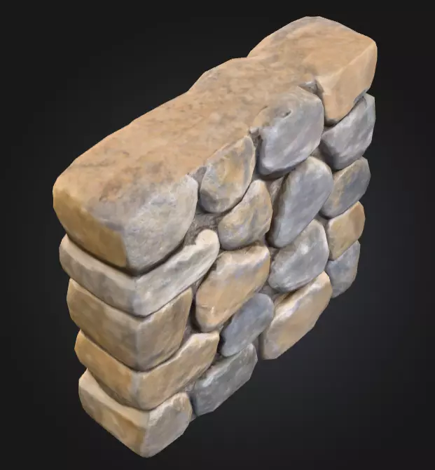 Stone Wall Low-poly 3D model_11