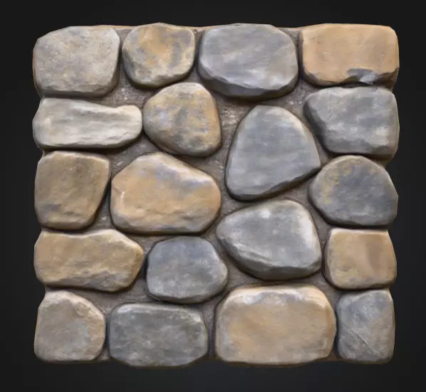 Stone Wall Low-poly 3D model_0