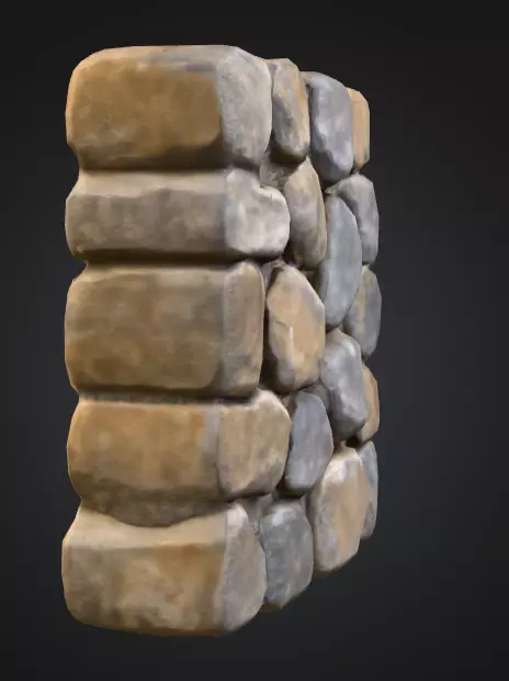 Stone Wall Low-poly 3D model_2