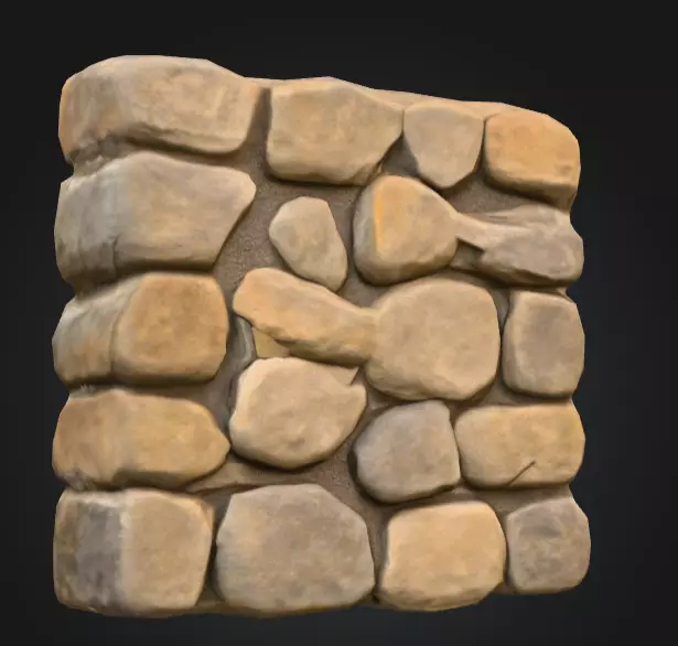 Stone Wall Low-poly 3D model_6