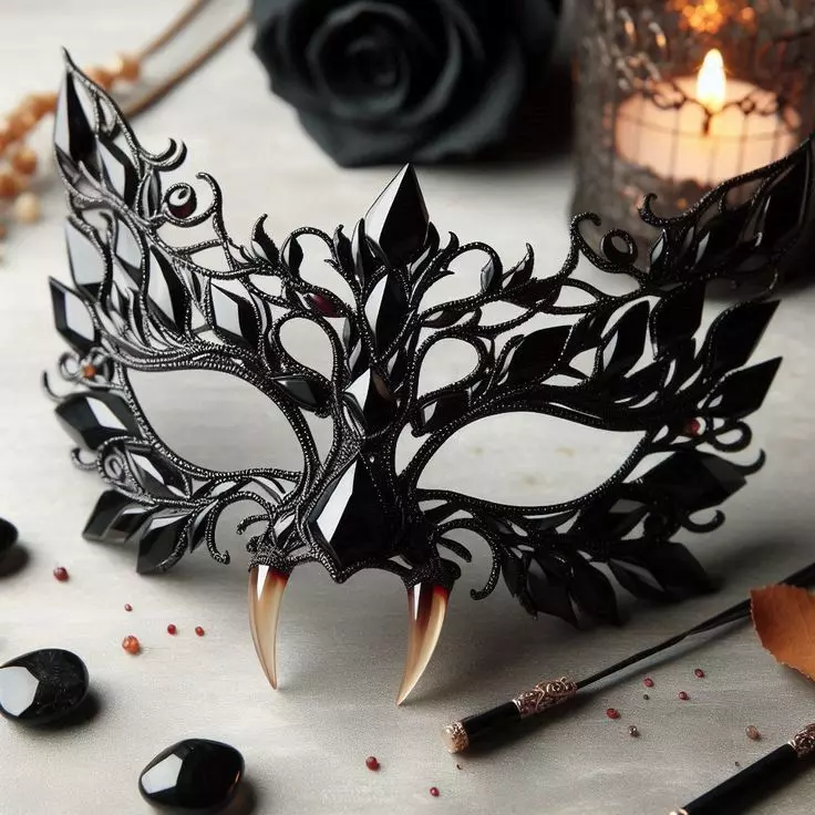 Obsidian Dragon Scale Fantasy Masquerade Mask 3D print model_0