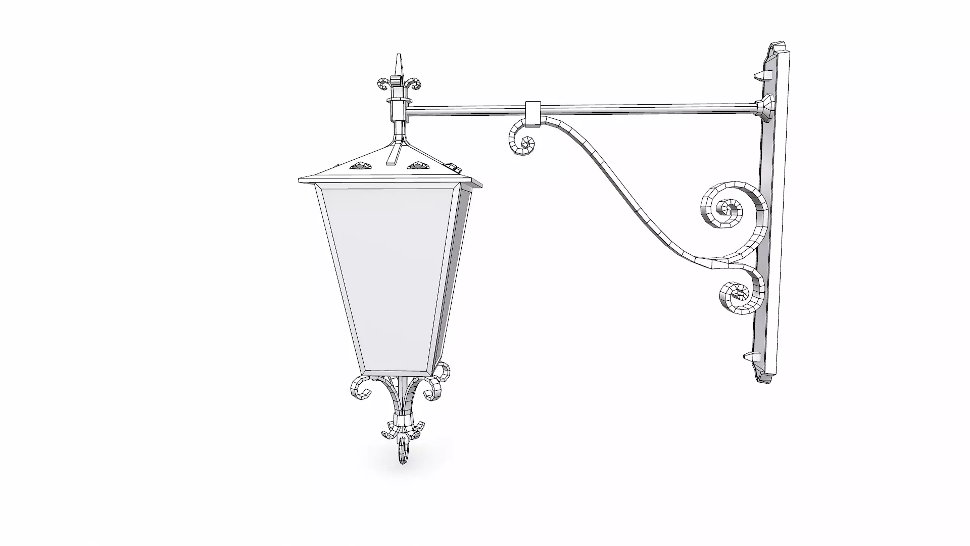 Old Vintage Wall Street Lamp Low-poly PBR Low-poly 3D model_22