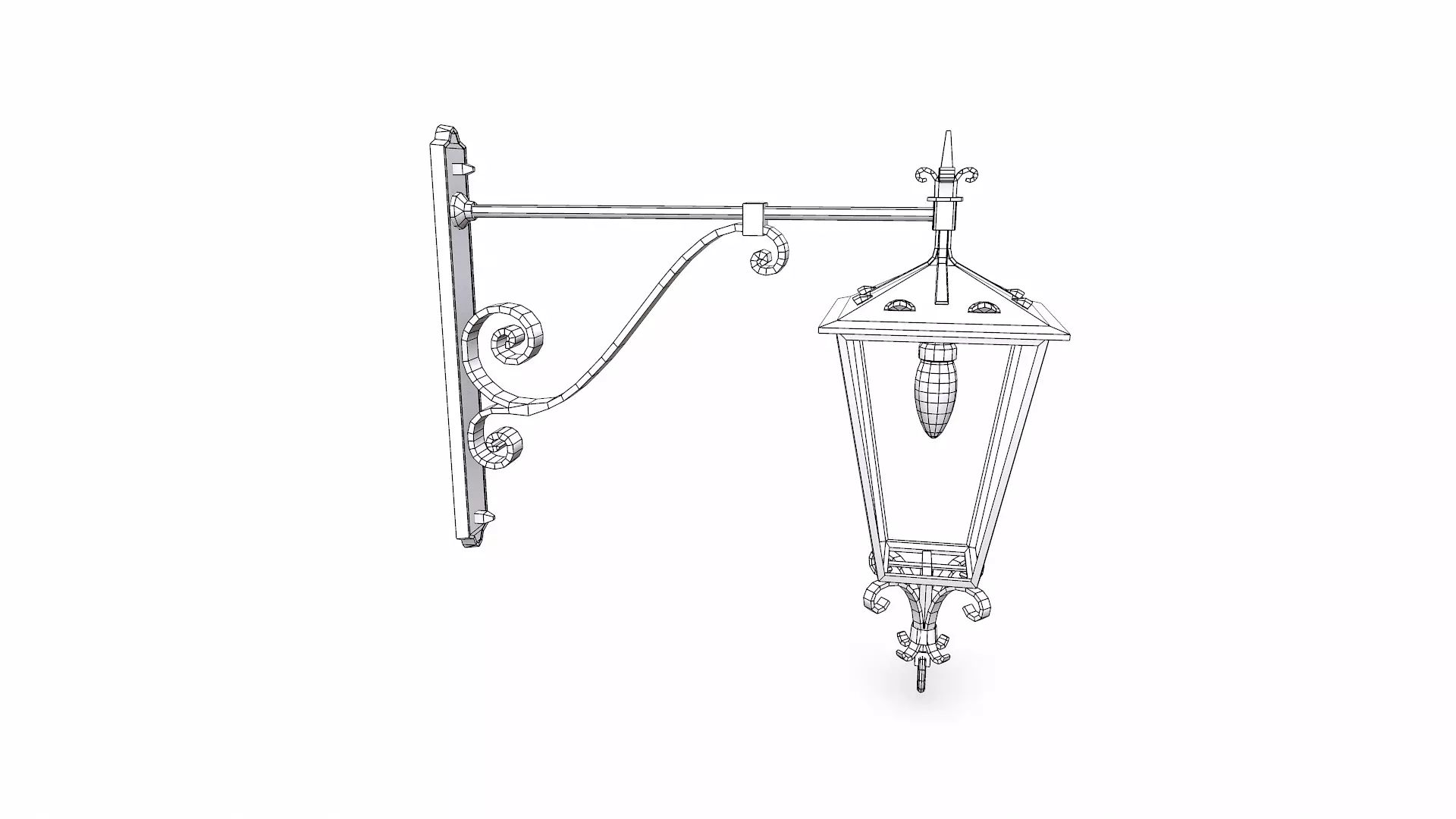 Old Vintage Wall Street Lamp Low-poly PBR Low-poly 3D model_21