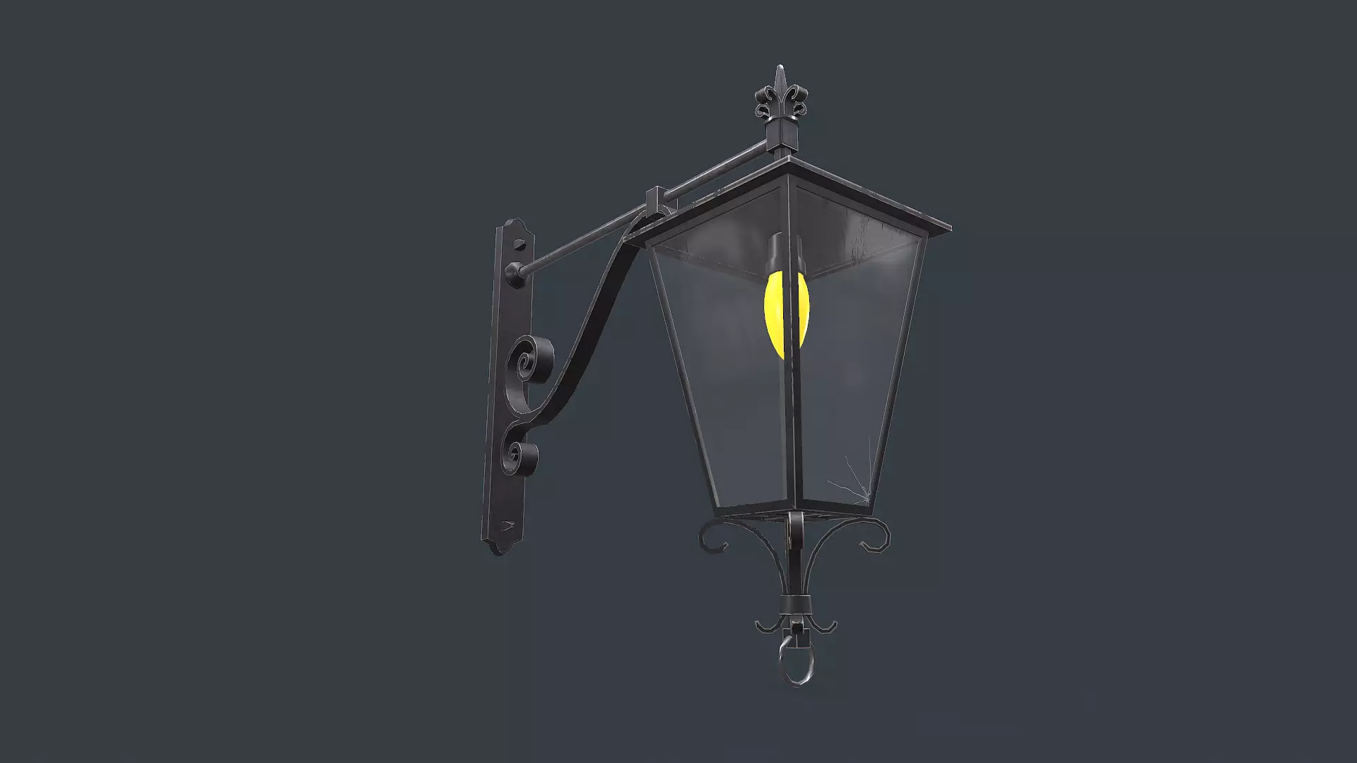 Old Vintage Wall Street Lamp Low-poly PBR Low-poly 3D model_12