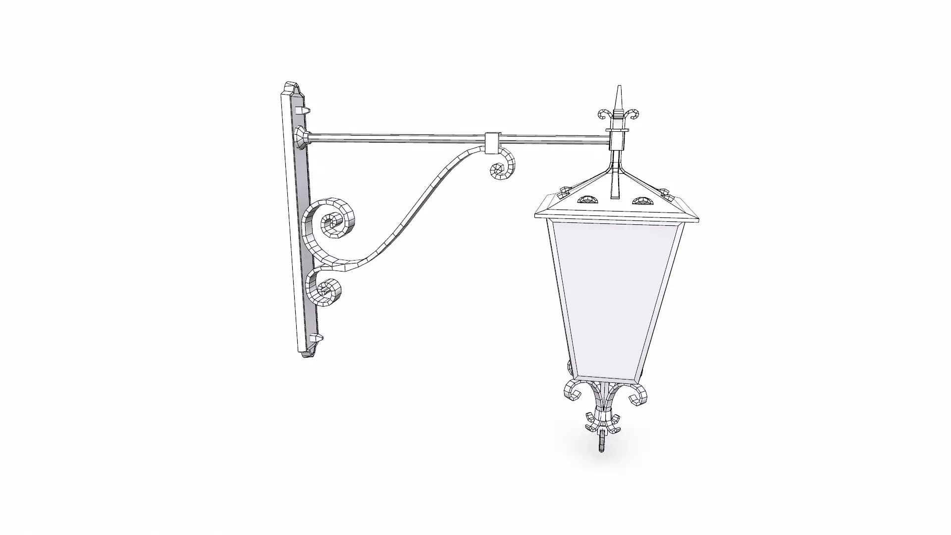 Old Vintage Wall Street Lamp Low-poly PBR Low-poly 3D model_20