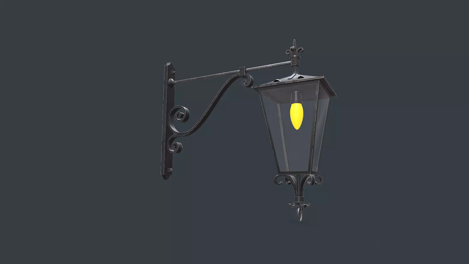Old Vintage Wall Street Lamp Low-poly PBR Low-poly 3D model_2