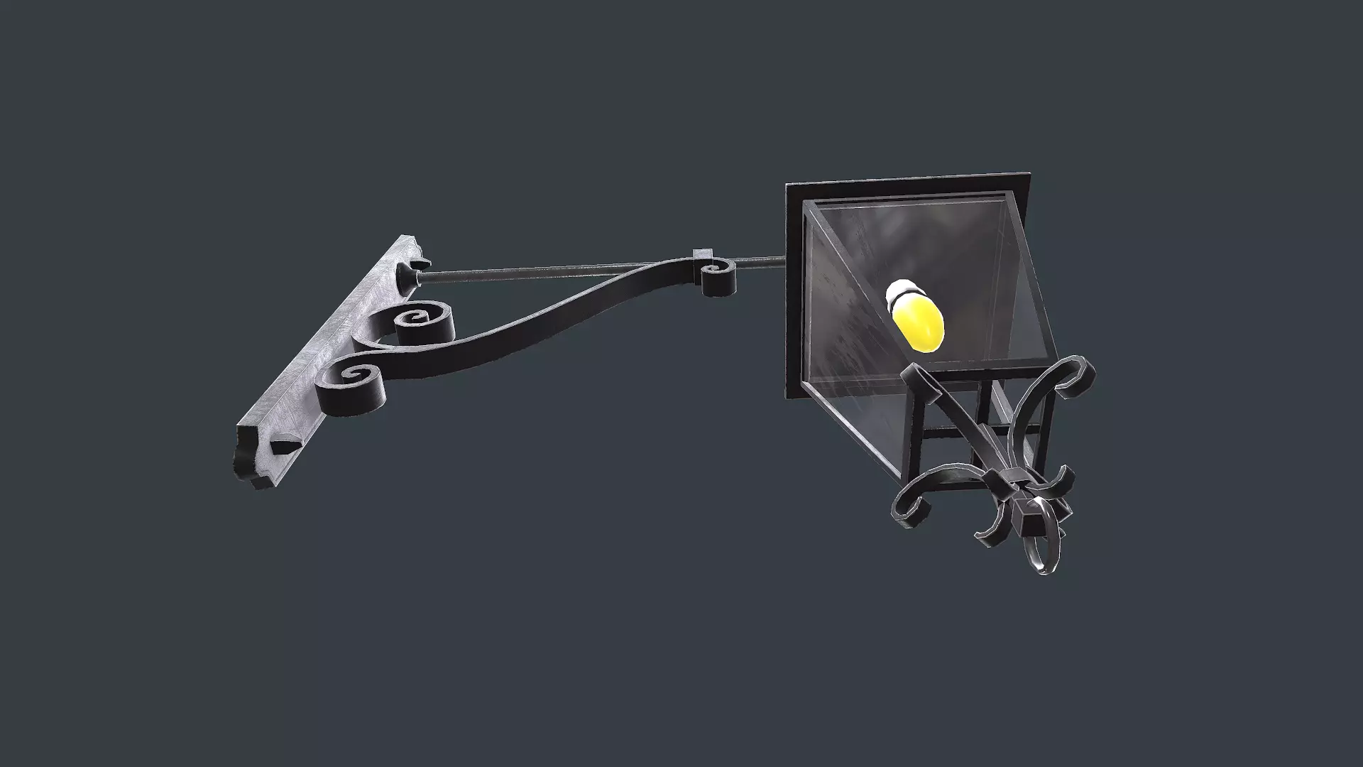 Old Vintage Wall Street Lamp Low-poly PBR Low-poly 3D model_15