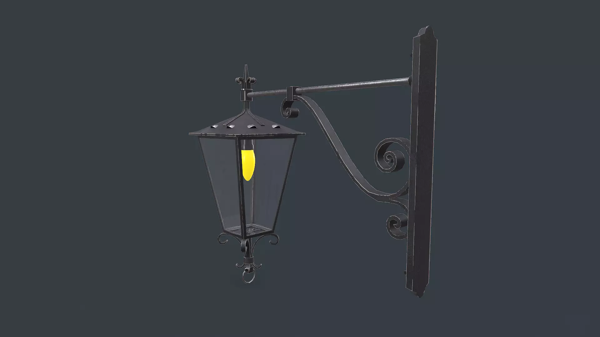 Old Vintage Wall Street Lamp Low-poly PBR Low-poly 3D model_9