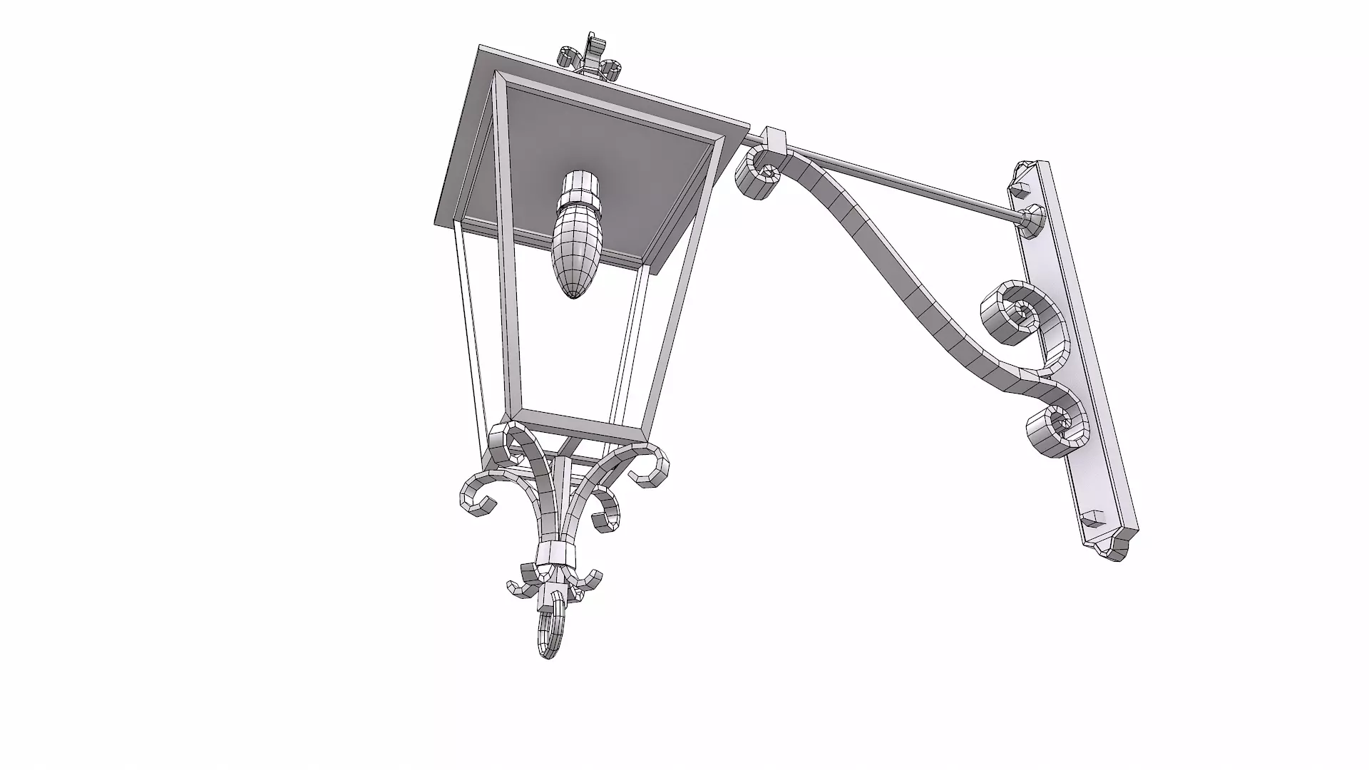 Old Vintage Wall Street Lamp Low-poly PBR Low-poly 3D model_23