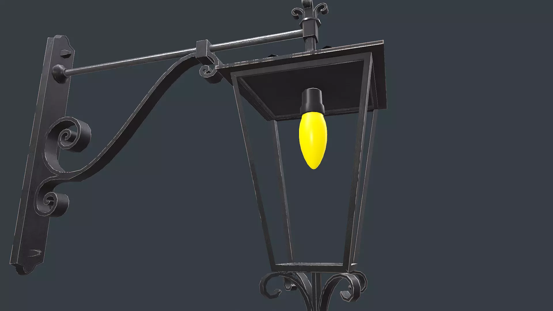 Old Vintage Wall Street Lamp Low-poly PBR Low-poly 3D model_16