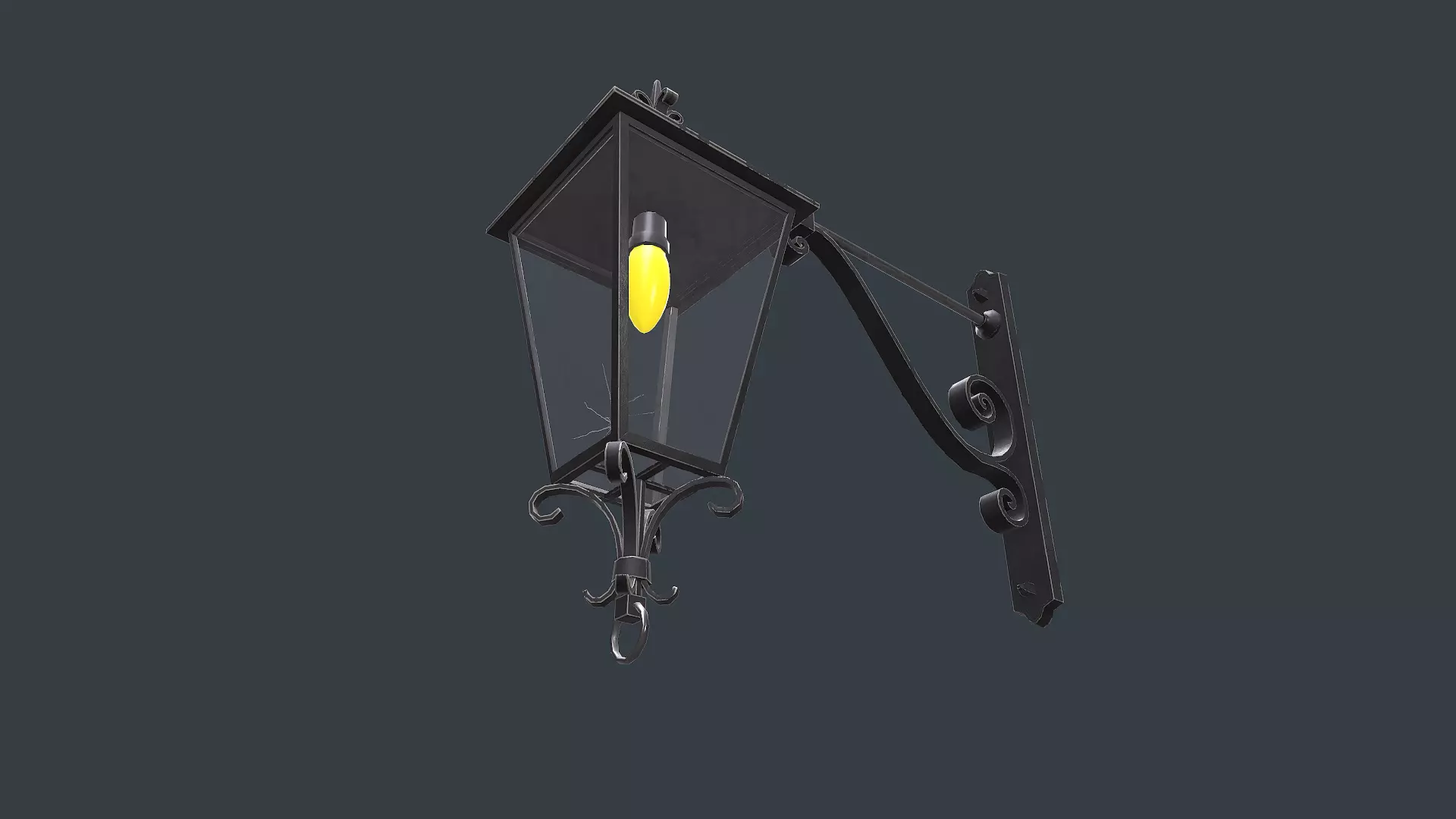 Old Vintage Wall Street Lamp Low-poly PBR Low-poly 3D model_6