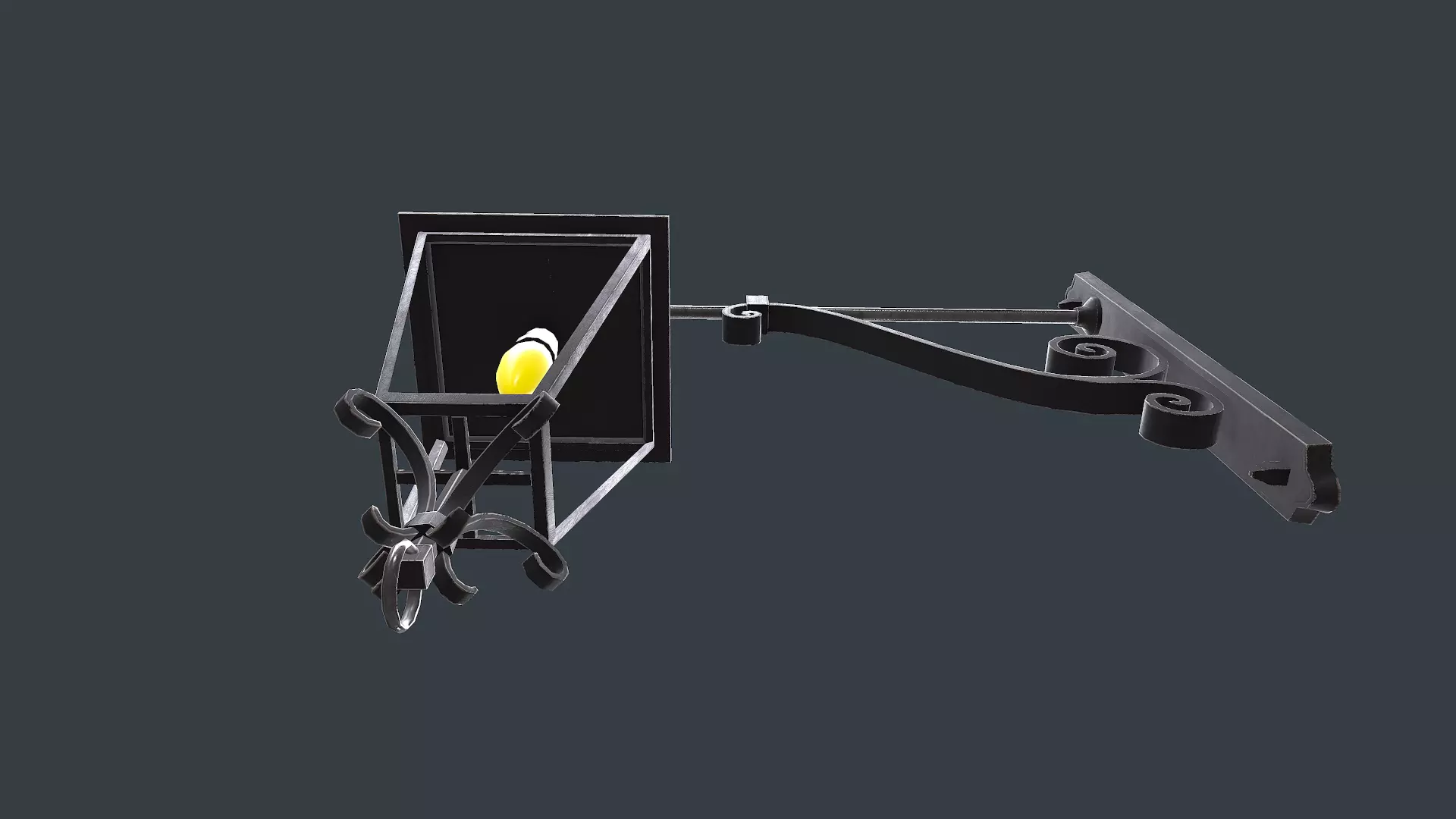 Old Vintage Wall Street Lamp Low-poly PBR Low-poly 3D model_17