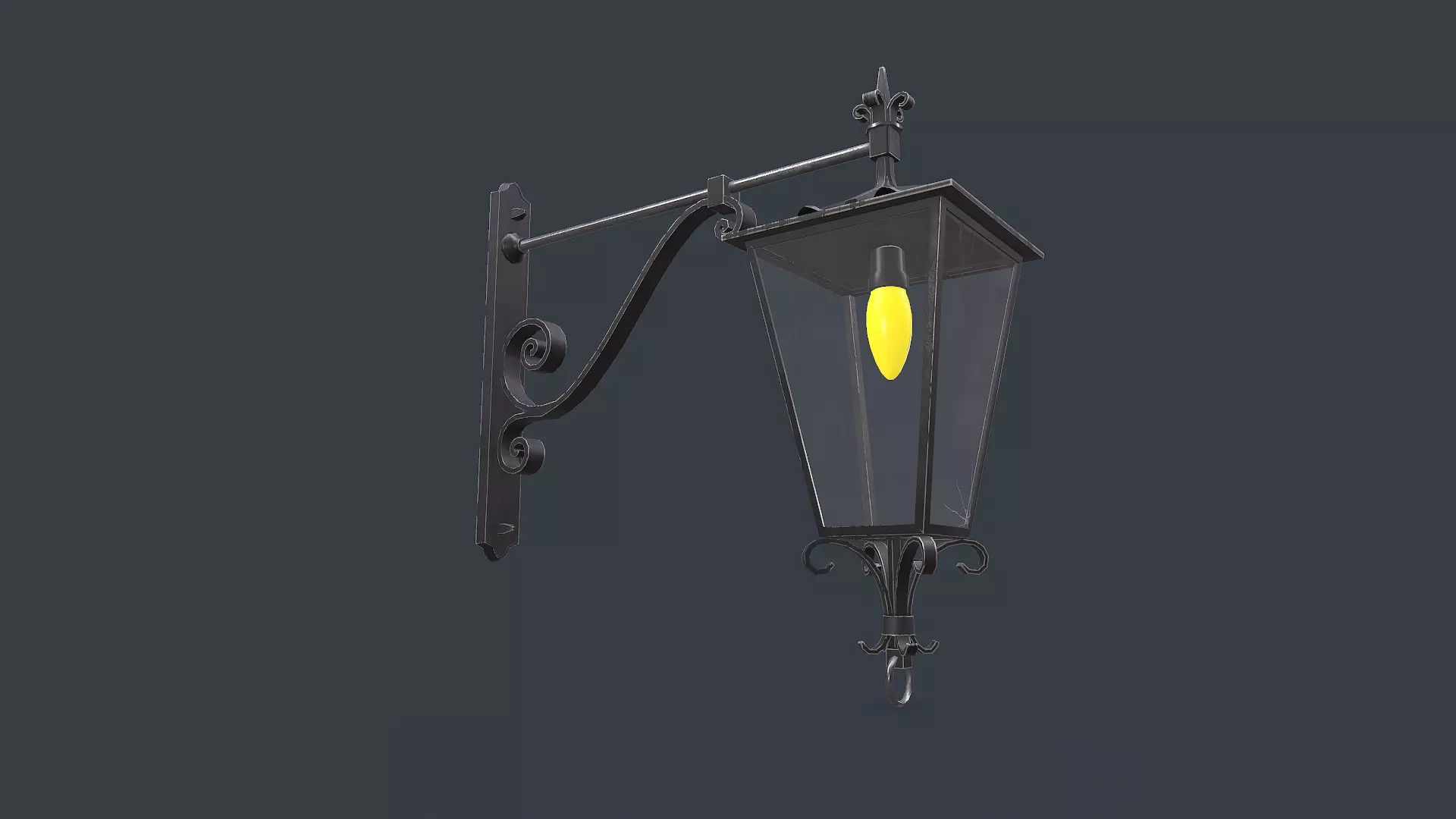 Old Vintage Wall Street Lamp Low-poly PBR Low-poly 3D model_4