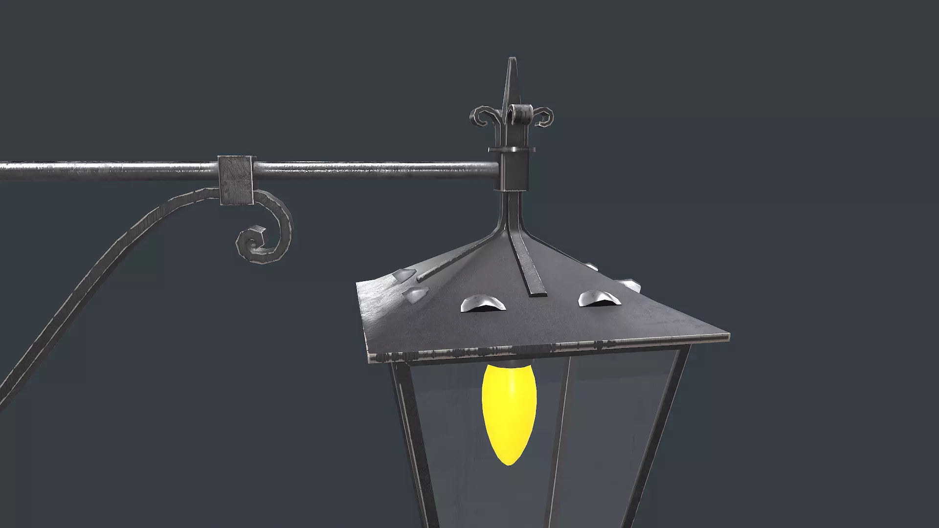 Old Vintage Wall Street Lamp Low-poly PBR Low-poly 3D model_13