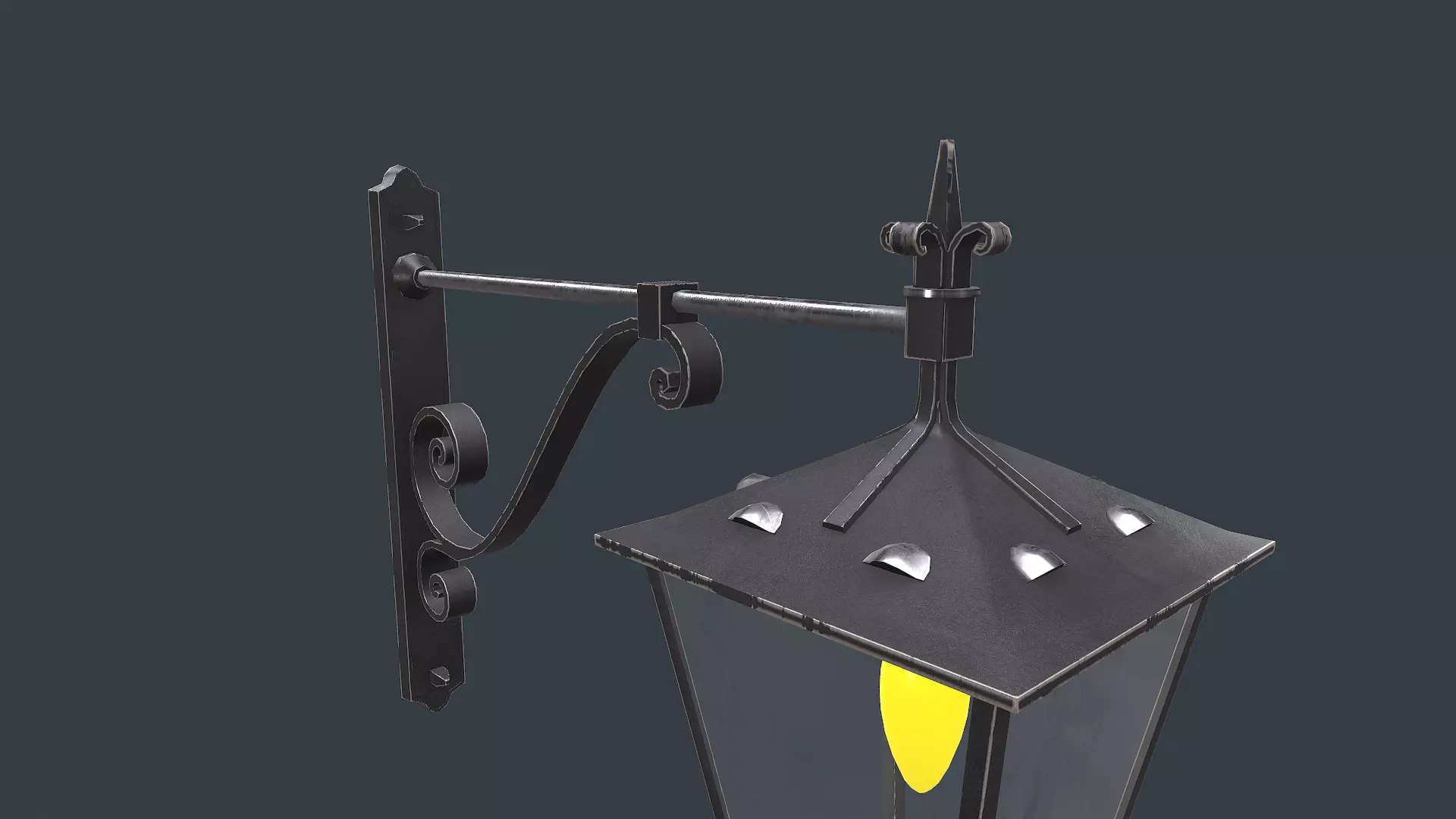 Old Vintage Wall Street Lamp Low-poly PBR Low-poly 3D model_18