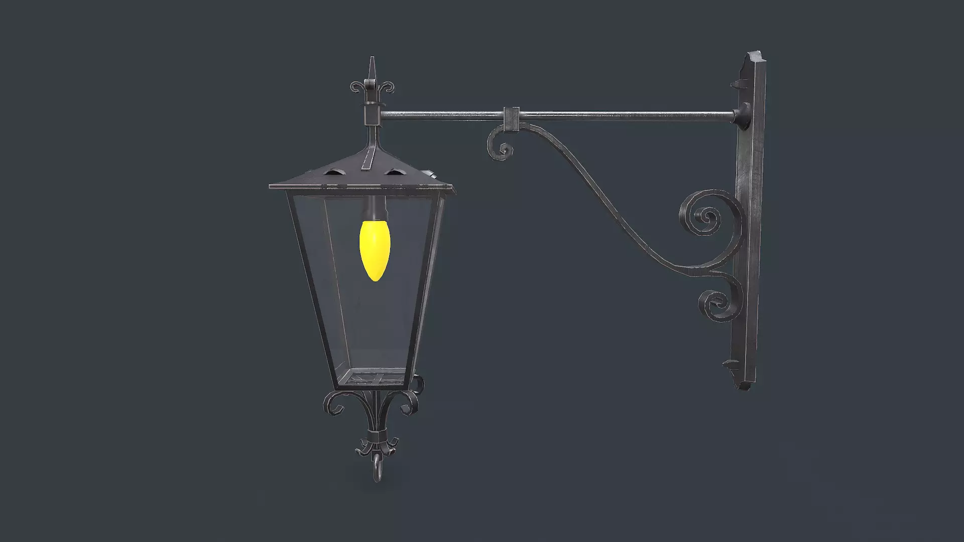 Old Vintage Wall Street Lamp Low-poly PBR Low-poly 3D model_7