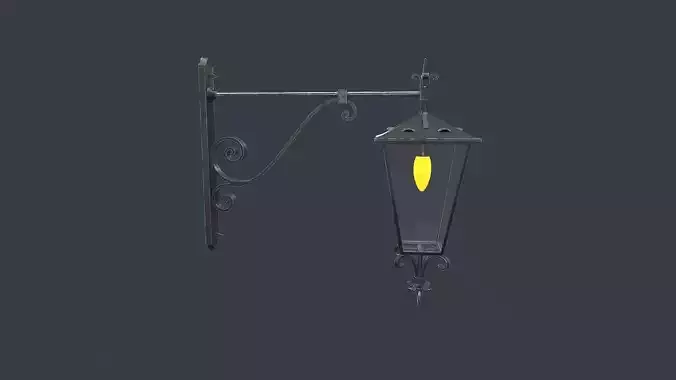 Old Vintage Wall Street Lamp Low-poly PBR