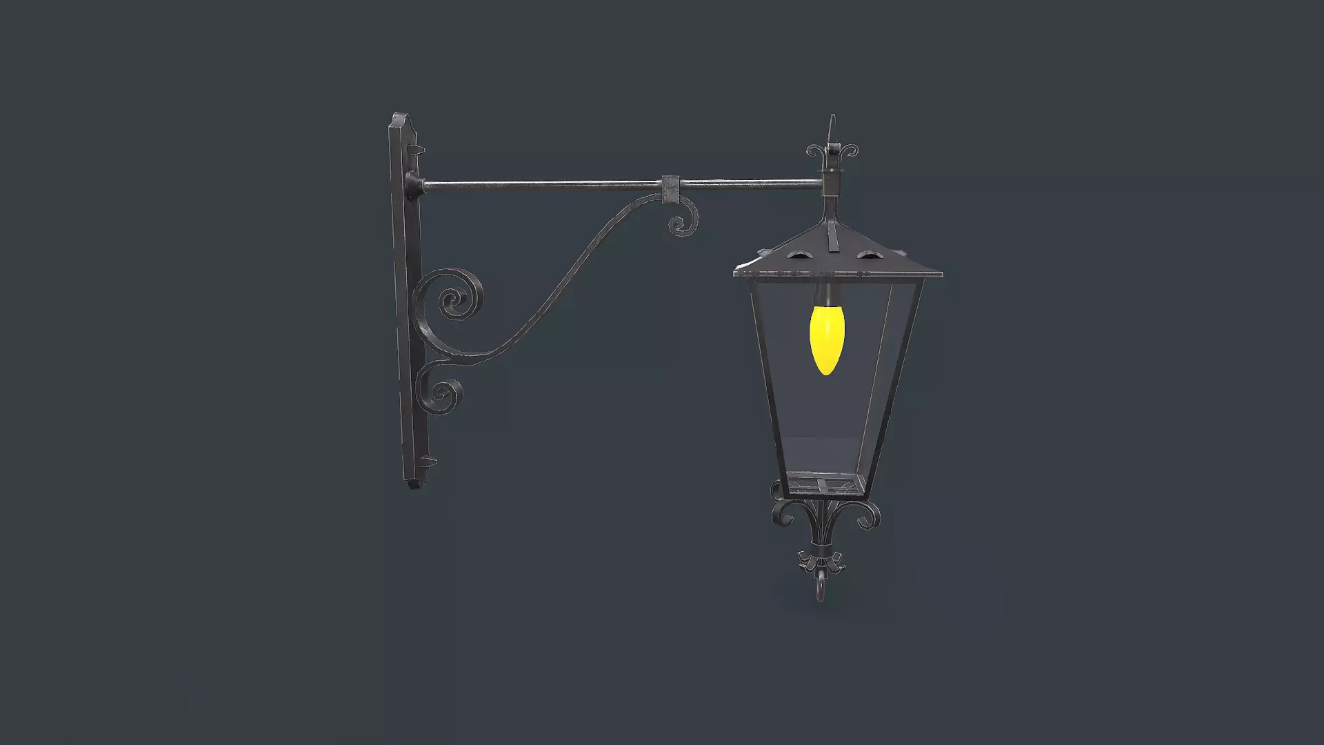 Old Vintage Wall Street Lamp Low-poly PBR Low-poly 3D model_0