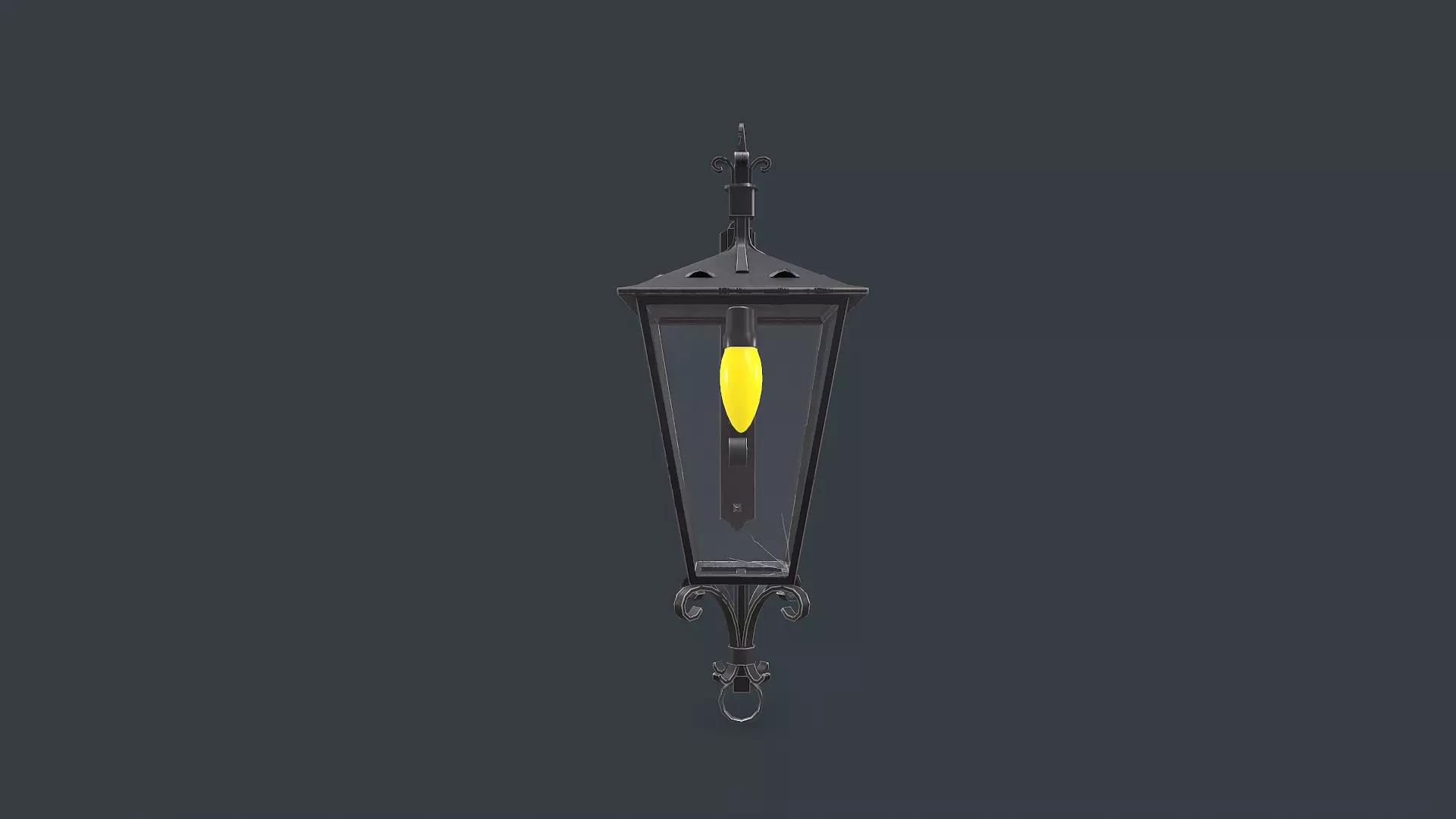 Old Vintage Wall Street Lamp Low-poly PBR Low-poly 3D model_5