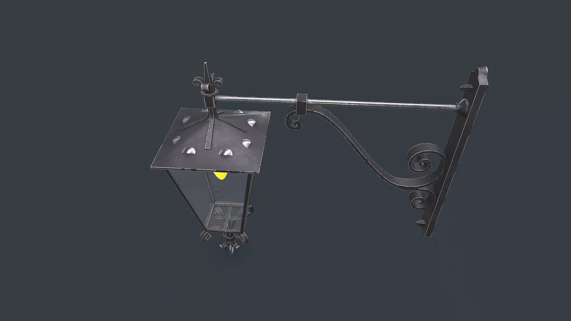Old Vintage Wall Street Lamp Low-poly PBR Low-poly 3D model_8