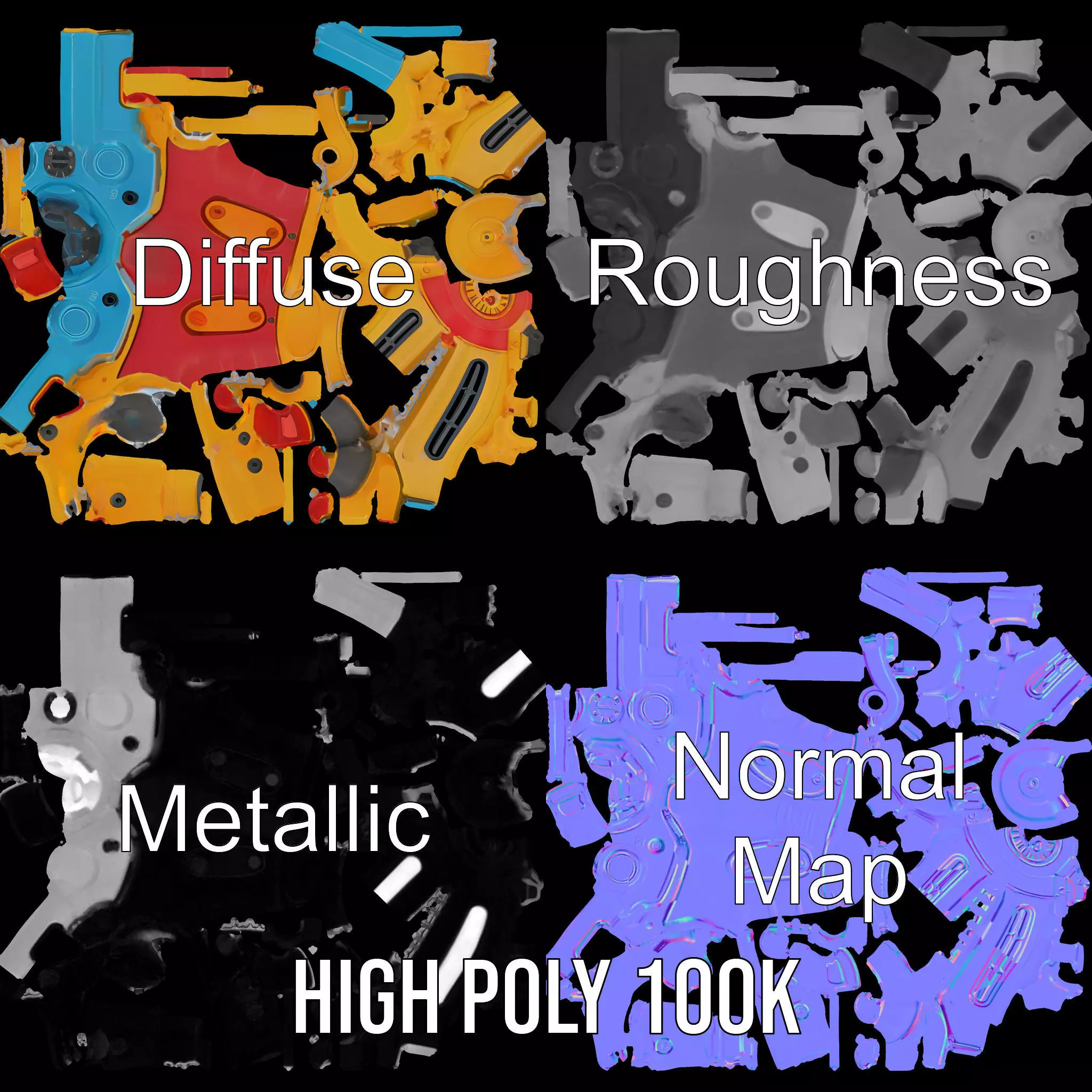 Vibrant Toy Blaster model pack Low-poly 3D model_3