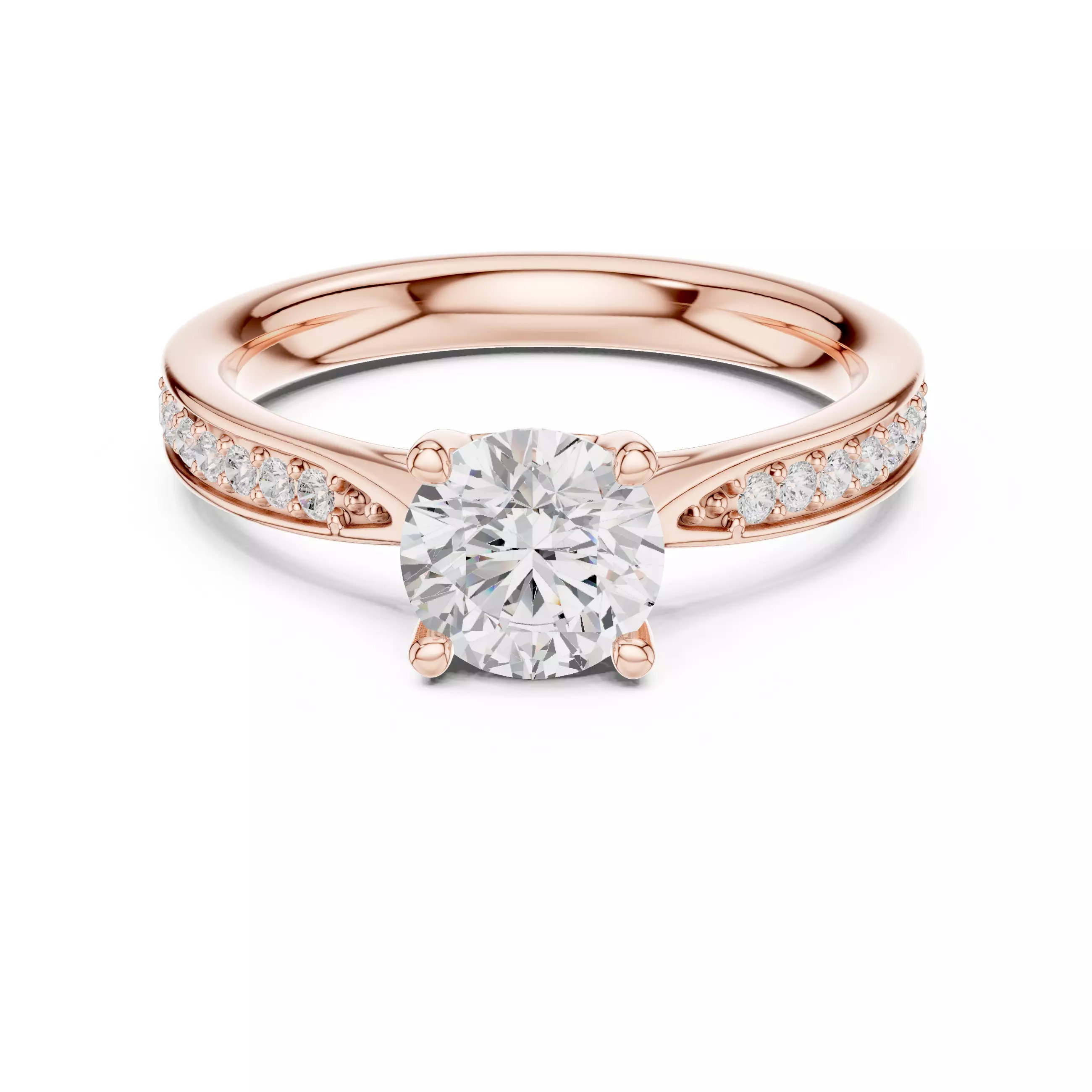 Round Cathedral Diamond Engagement Wedding Ring 3DM STL Video 3D print model