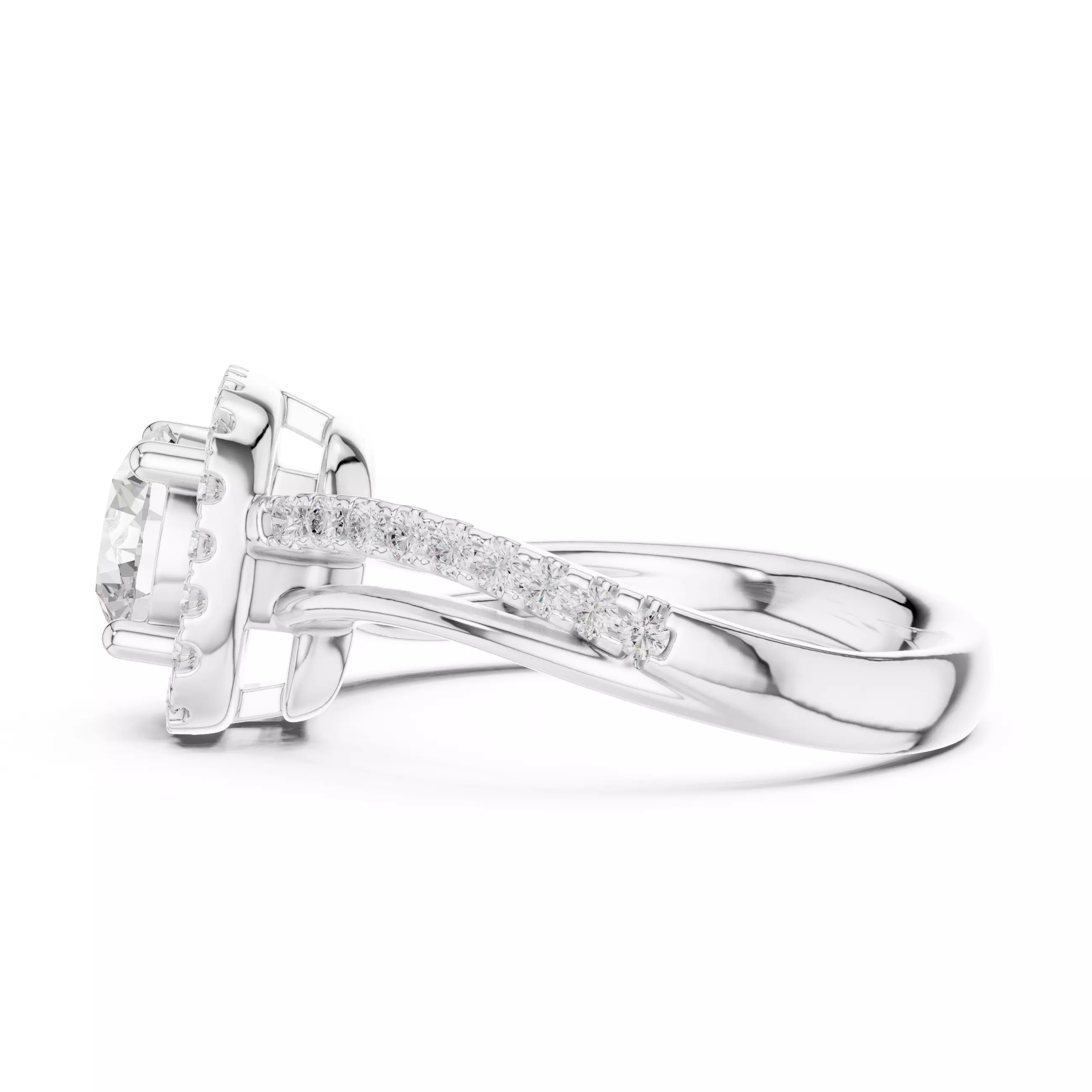 1CT Round Cut Halo Diamond Engagement Wedding Ring 3DM STL Video 3D print model_11