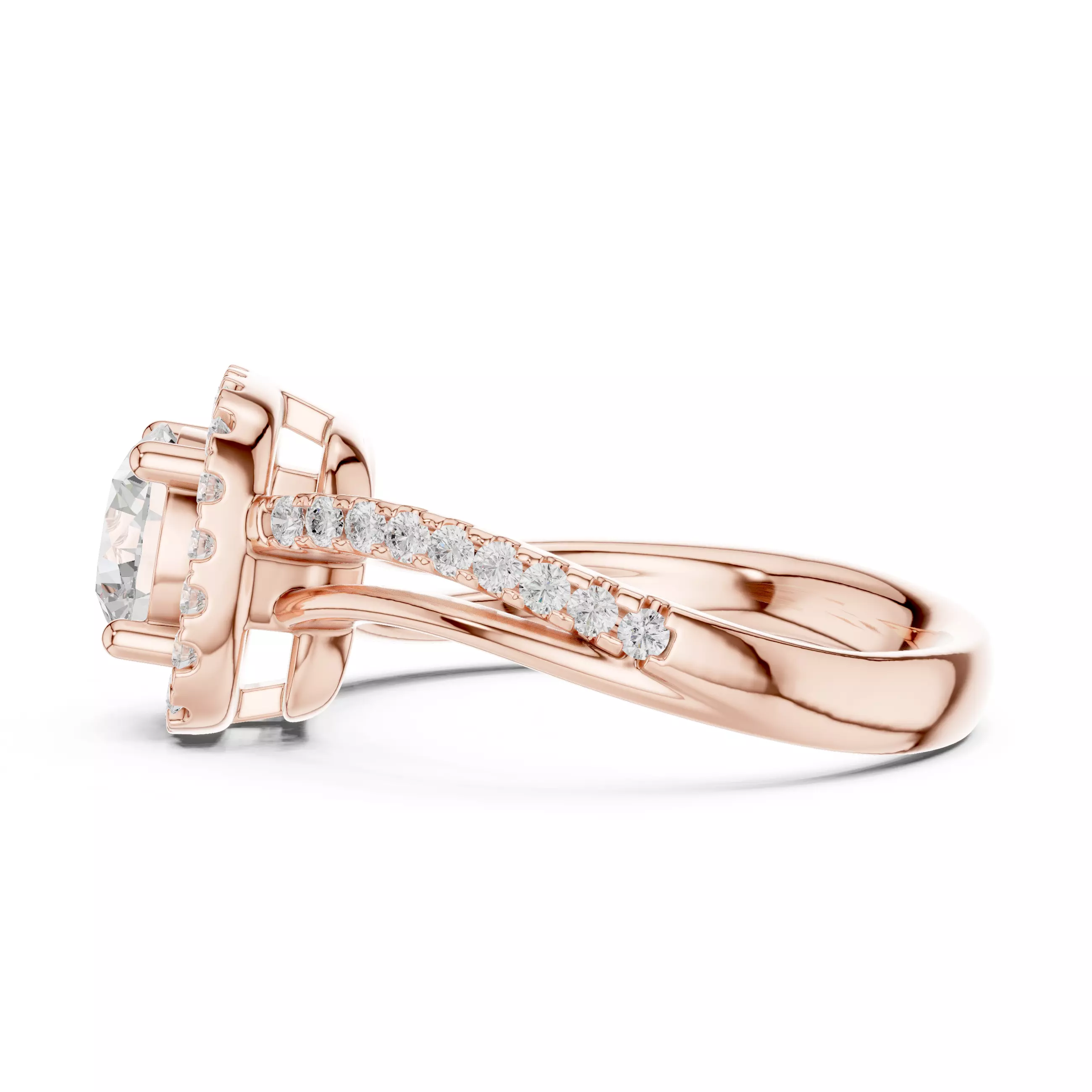 1CT Round Cut Halo Diamond Engagement Wedding Ring 3DM STL Video 3D print model_5