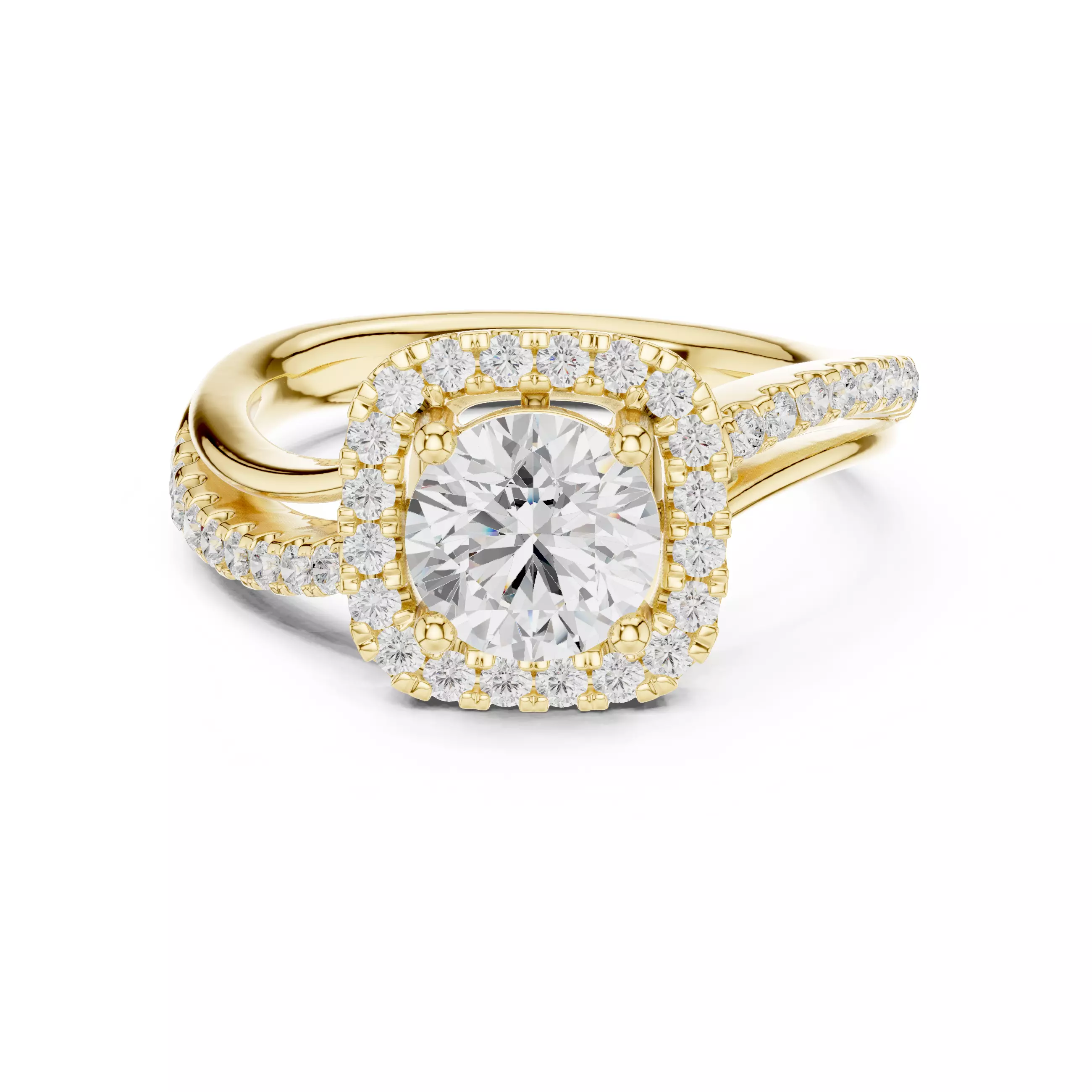 1CT Round Cut Halo Diamond Engagement Wedding Ring 3DM STL Video 3D print model_1